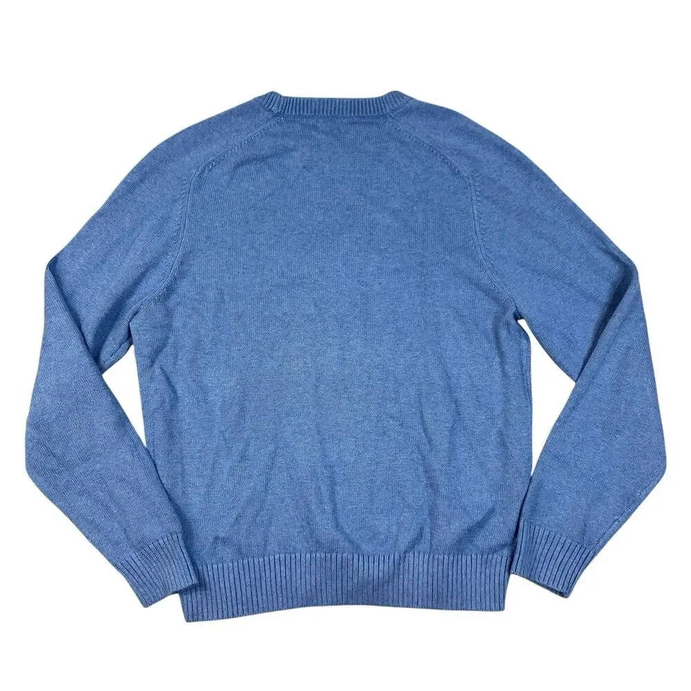 J Crew Sweater Mens XL Blue Heritage Cotton Crewneck Raglan Casual Fall BI841